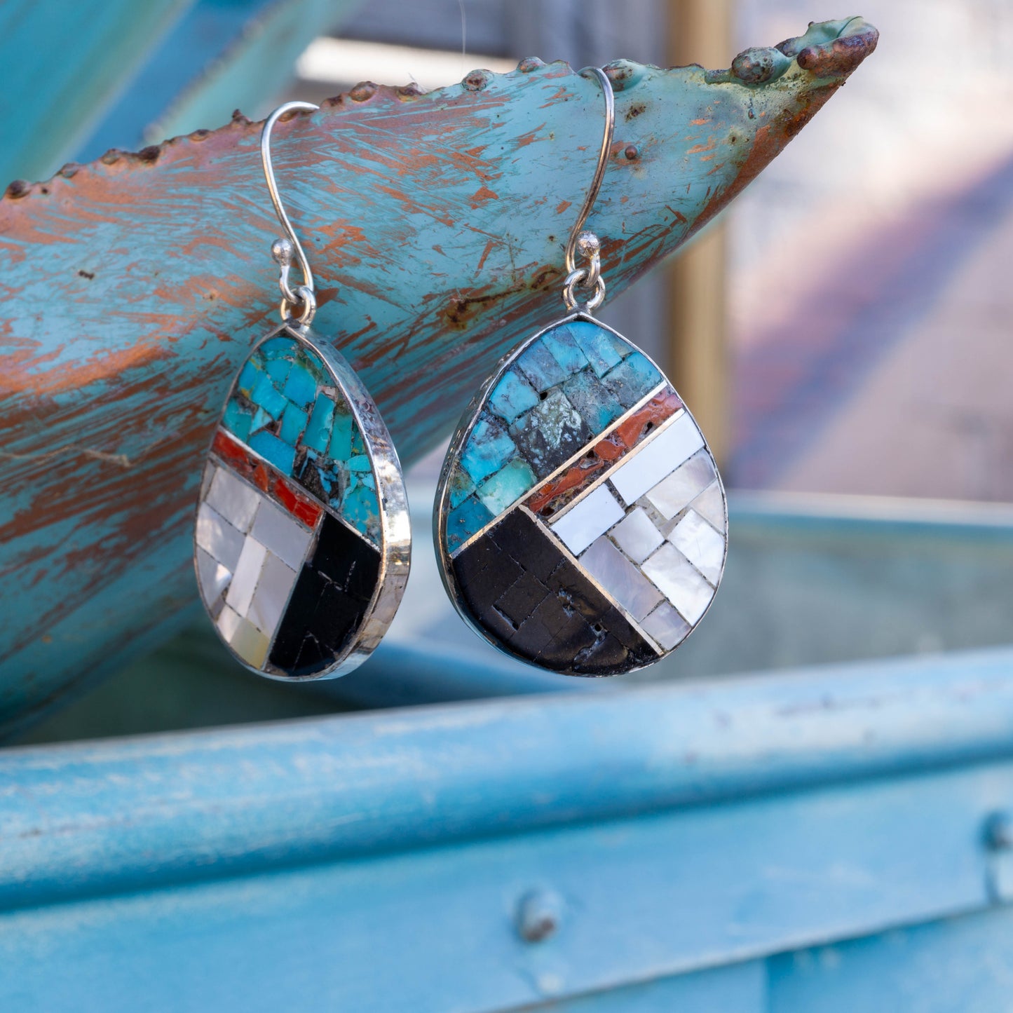 Multi-Stone Mosaic Inlay Earrings