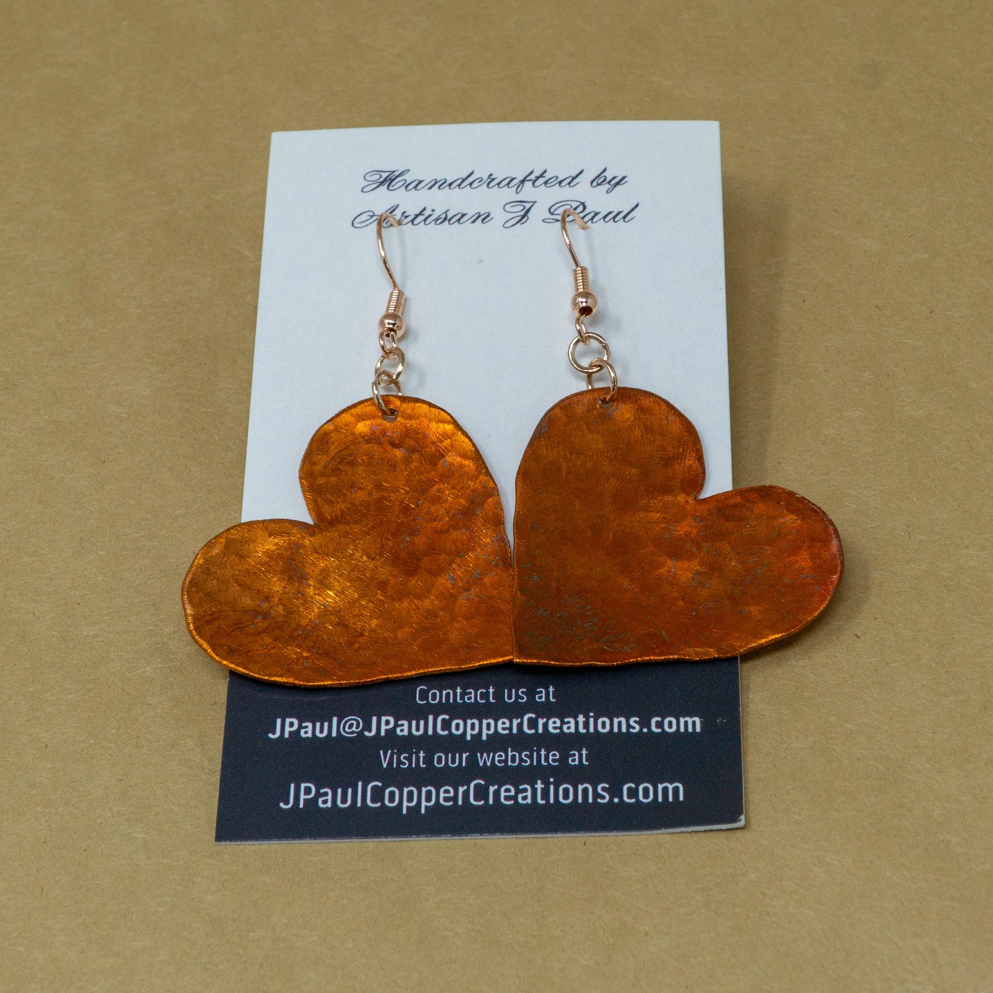 Large Heart Copper Earrings