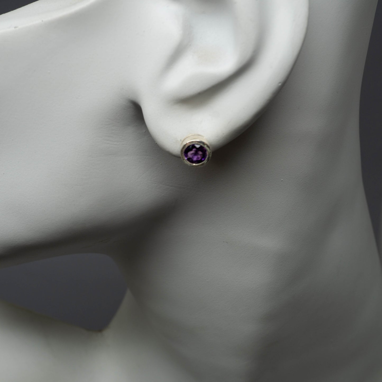 Bezel-Set Four Peaks Amethyst Solitaire Studs