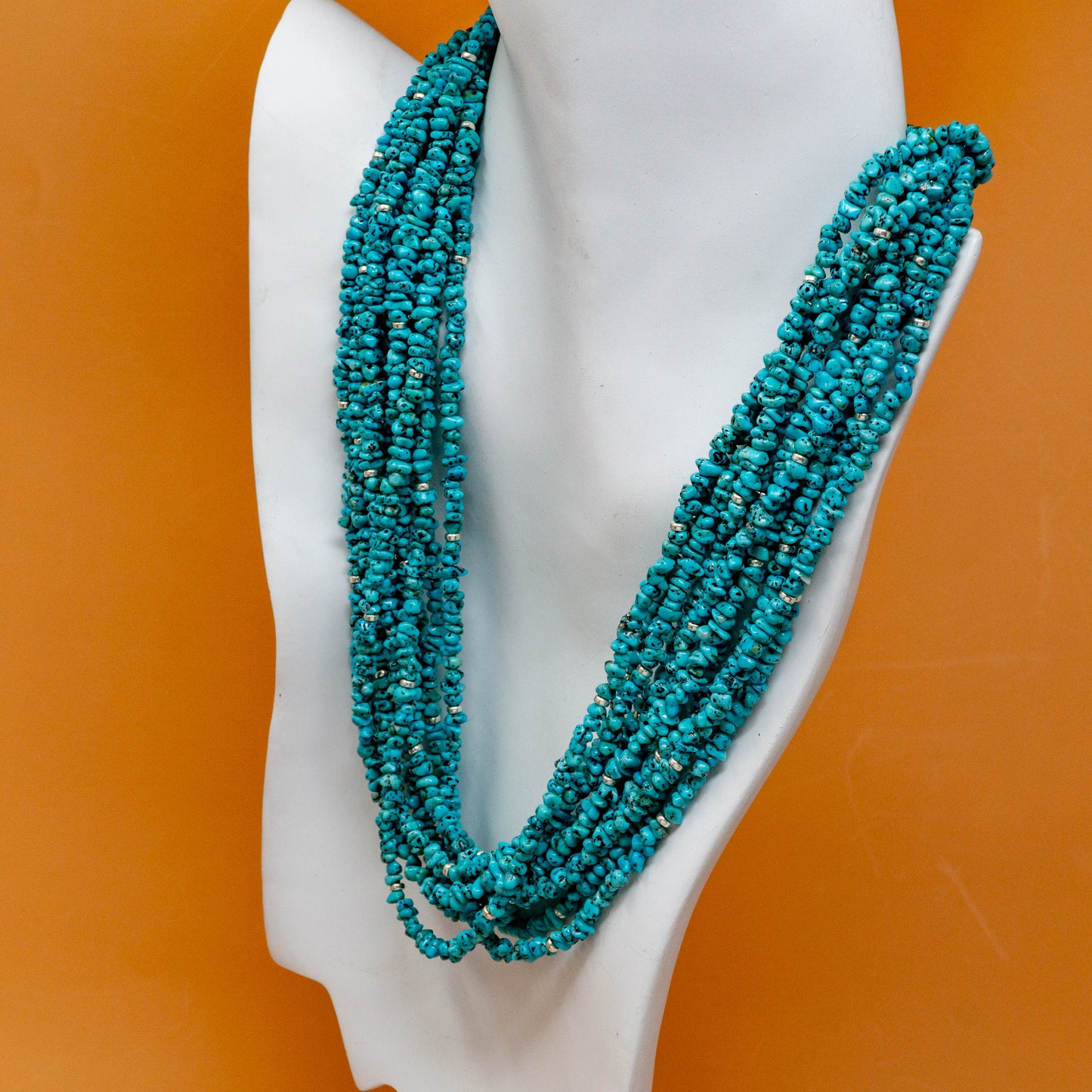 Chinese Turquoise Ten Strand Necklace