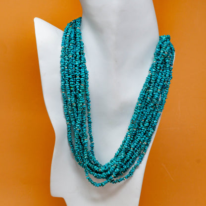 Chinese Turquoise Ten Strand Necklace