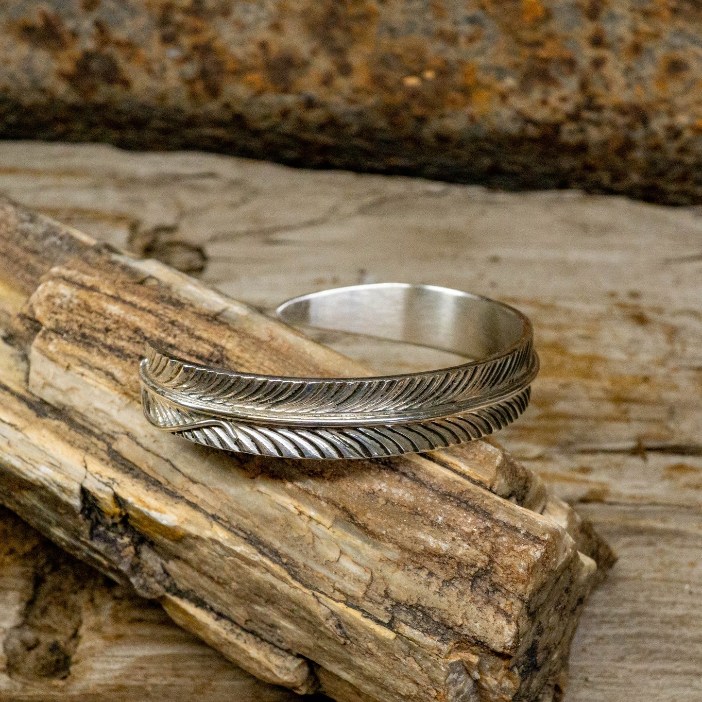 Sterling Silver Eagle Feather Cuff Bracelet