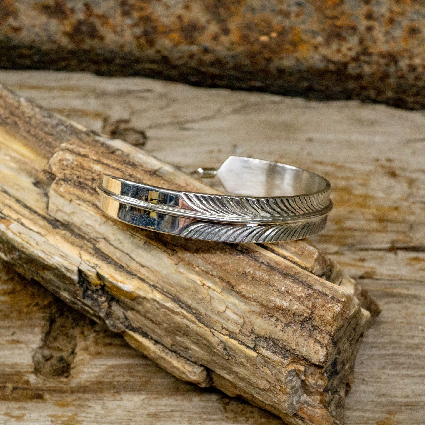 Sterling Silver Eagle Feather Cuff Bracelet