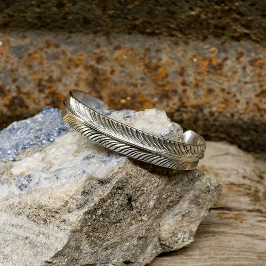 Sterling Silver Eagle Feather Cuff Bracelet