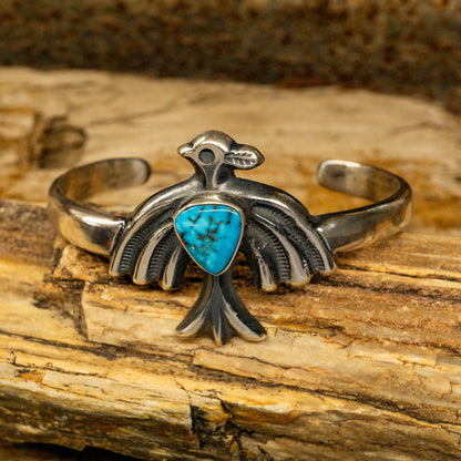 Harrison Bitsui Kingman Turquoise Cuff Bracelet set in Sterling Silver