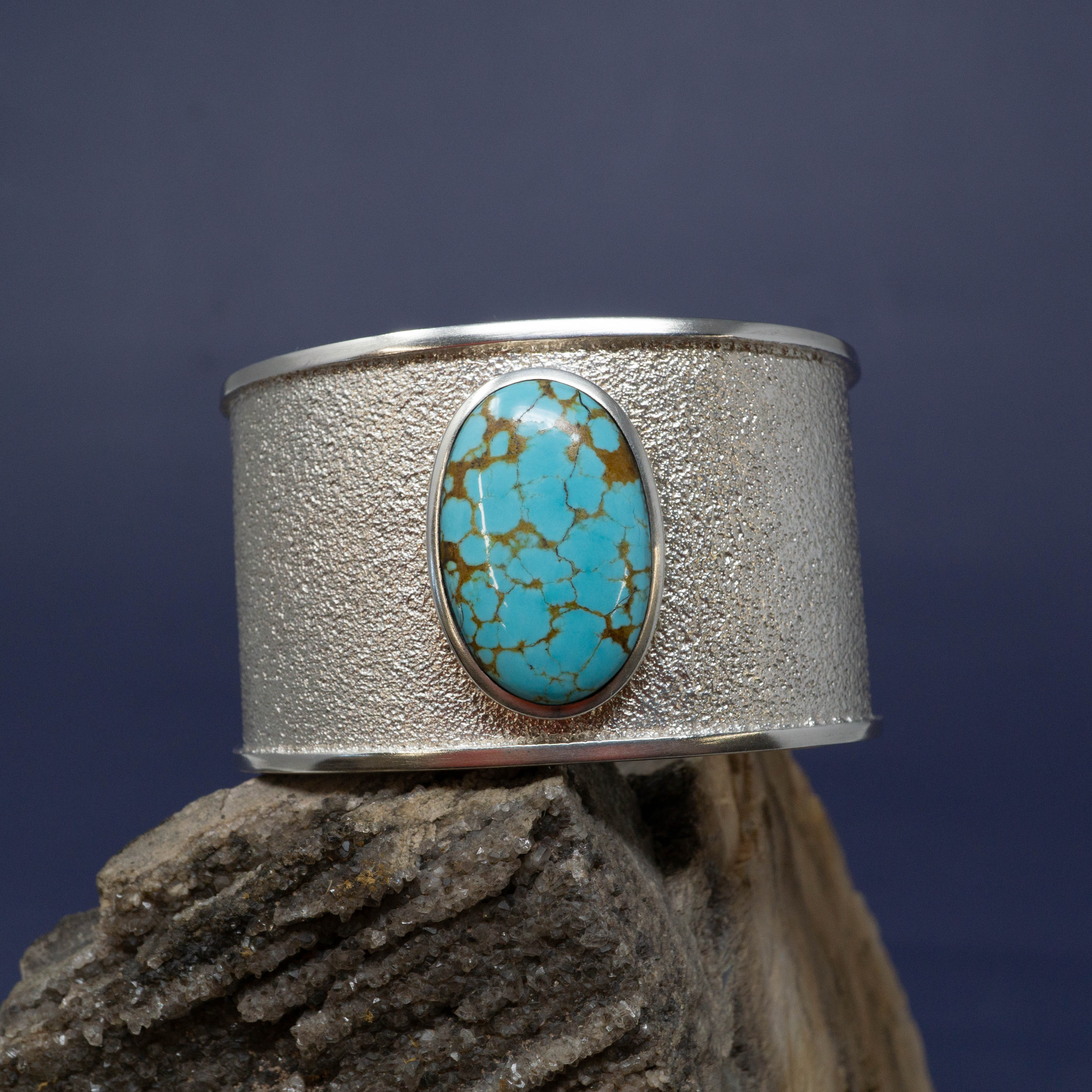 Turquoise Gemstone Cuff 925 Sterling Silver 51g. 7 hotsell