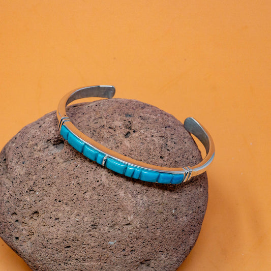 Kingman Turquoise Cuff in Sterling SIlver