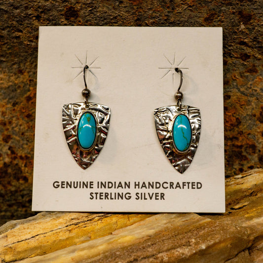 Kingman Turquoise Earrings set in Sterling Silver by Artists Everett and Mary Teller