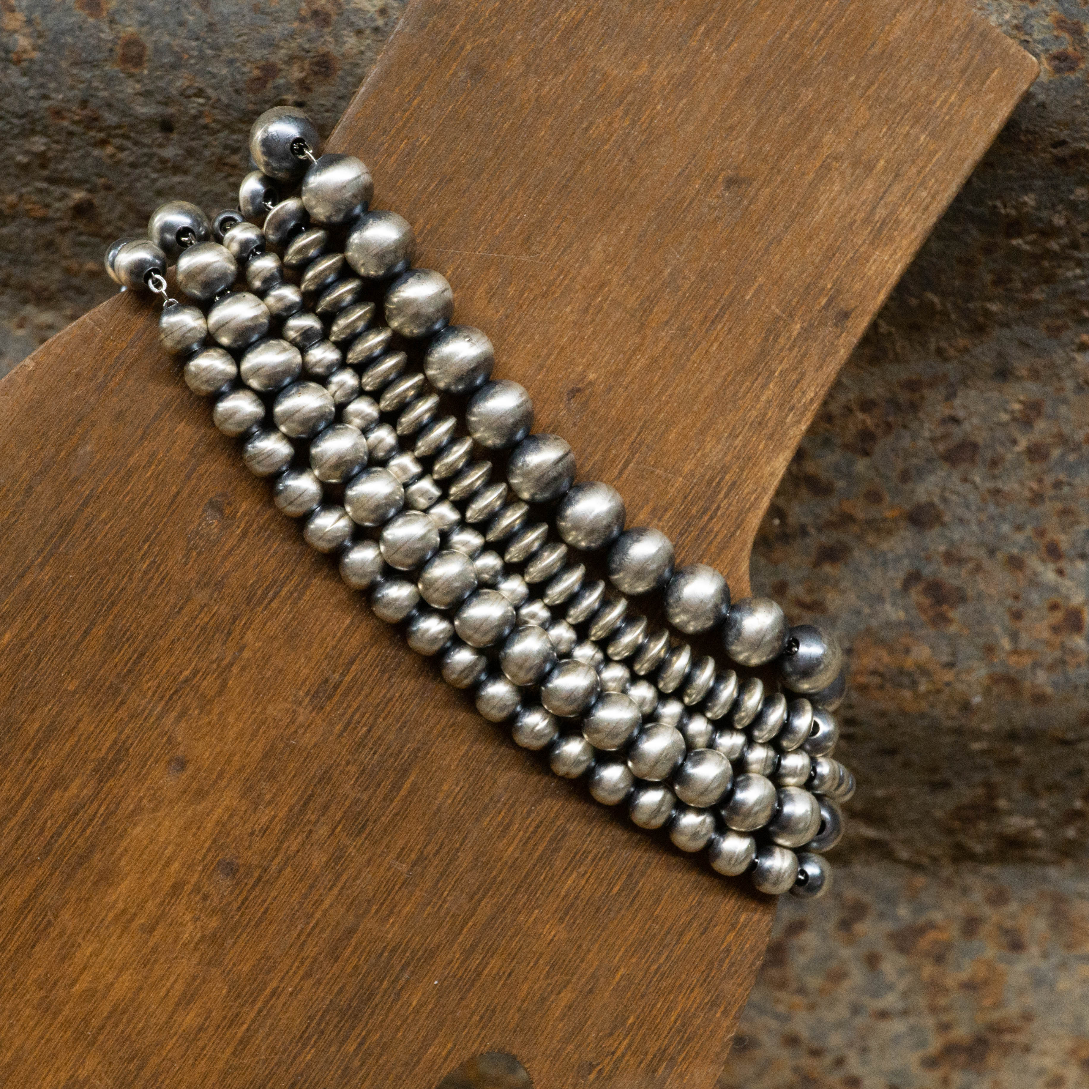 Sterling deals Silver Pearl and Gold Beaded Bracelet, 7 1/4”