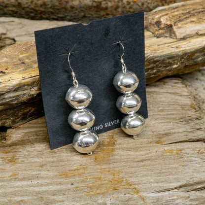 Navajo Pearl Necklace and Earrings Set - Sterling Silver