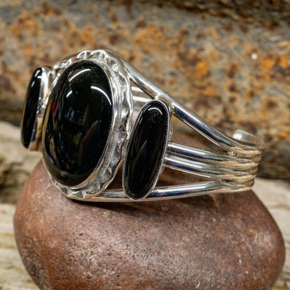 Onyx and Sterling Silver Cuff