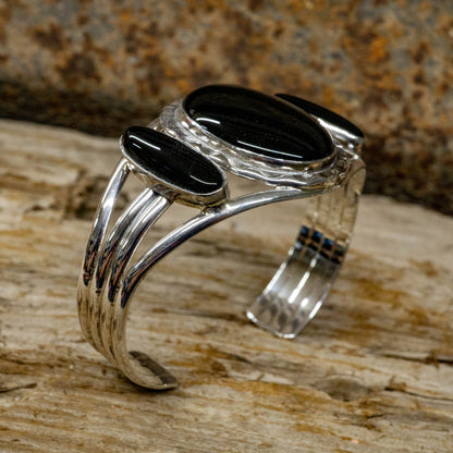 Onyx and Sterling Silver Cuff