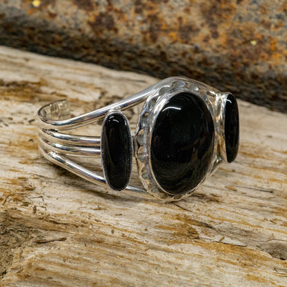 Onyx and Sterling Silver Cuff