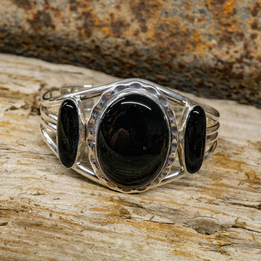 Onyx and Sterling Silver Cuff