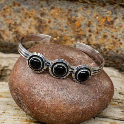 Onyx Stones set in Sterling Silver Cuff