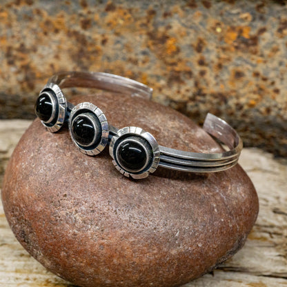 Onyx Stones set in Sterling Silver Cuff