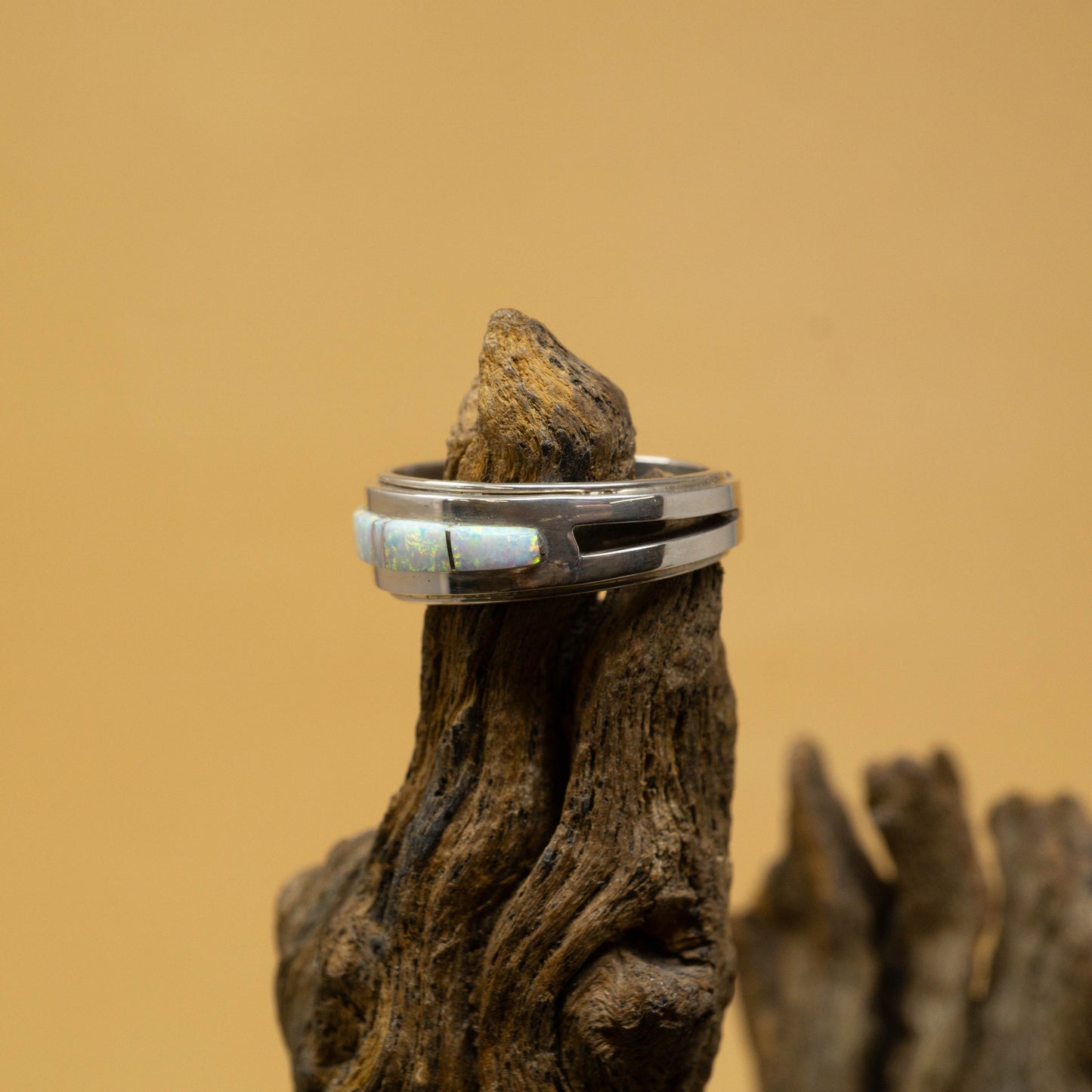 Opal set in Sterling Silver Inlay Zuni Style Ring - Size-8.5