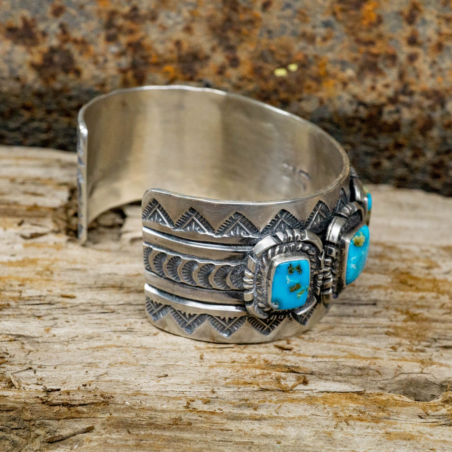 Royston Turquoise set in Sterling Silver Cuff by Leroy James