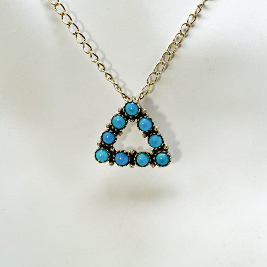Sleeping Beauty Turquoise Triangle Necklace in Sterling Silver