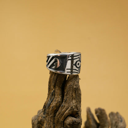 Sterling SIlver Inlay Spider Navajo Ring - Size 6.25
