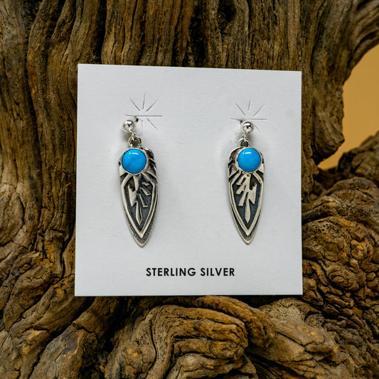 Kingman Turquoise set in Sterling Silver Earrings