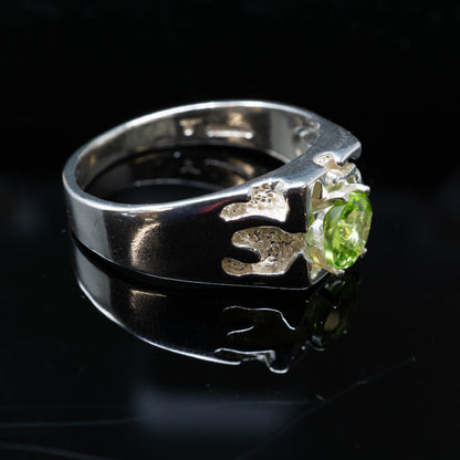 Sterling Silver Ring with Peridot Stone - Size 11