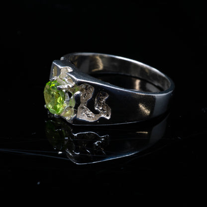 Sterling Silver Ring with Peridot Stone - Size 11