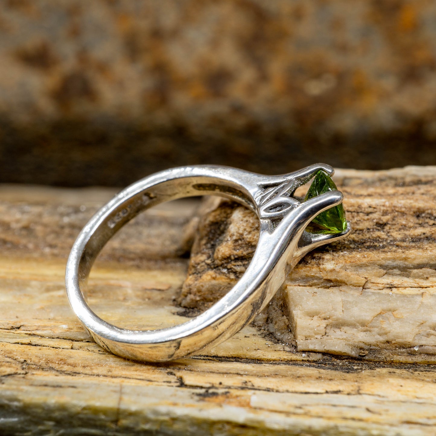 Peridot Ring set in Sterling Silver - Size 8