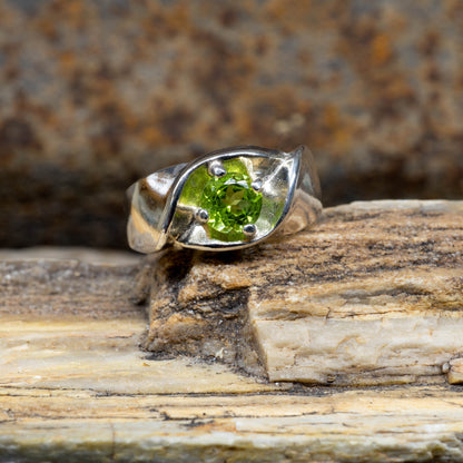 Peridot Stone set in Sterling Silver Ring - Size 9