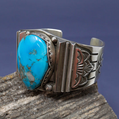 Tommy Jackson Sterling Silver Cuff with Morenci Turquoise