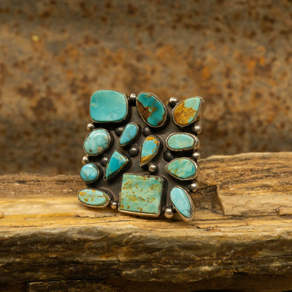 Vintage Navajo Kingman Turquoise Adjustable Ring