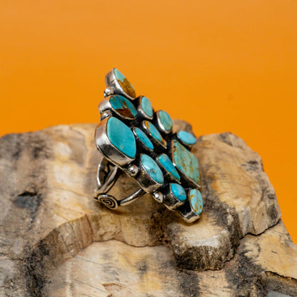 Vintage Navajo Kingman Turquoise Adjustable Ring