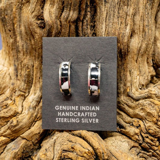 White Buffalo Mini Half Hoop Earrings set in Sterling Silver