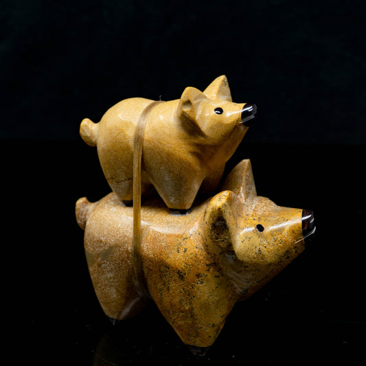 Zuni Fetish Stacked Pigs