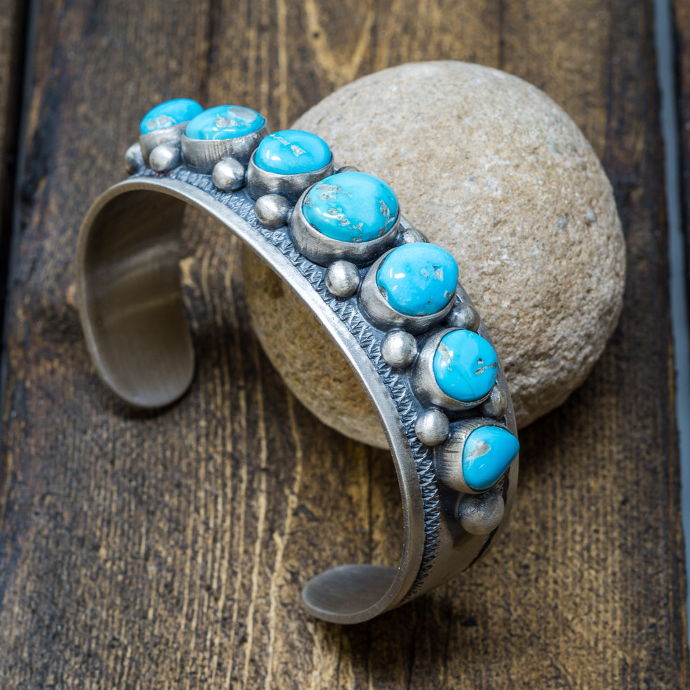 Sleeping Beauty Turquoise & Sterling Silver Cuff Bracelet by Jimmy Secatero