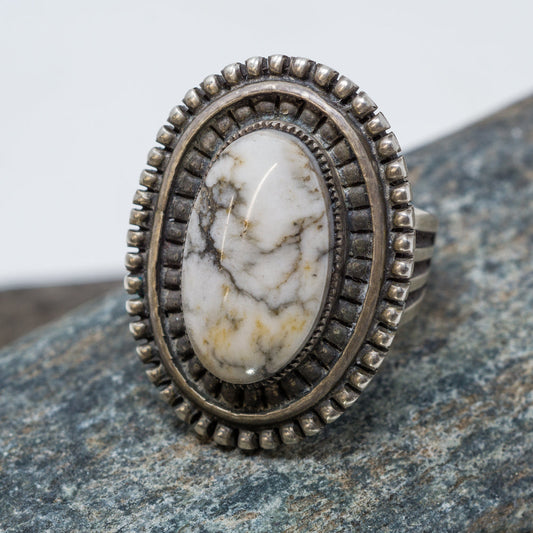 White Buffalo & Sterling Silver Ring Size 9