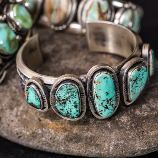 Pilot Mountain Turquoise & Sterling Silver Cuff Bracelet by Jimmy Secatero