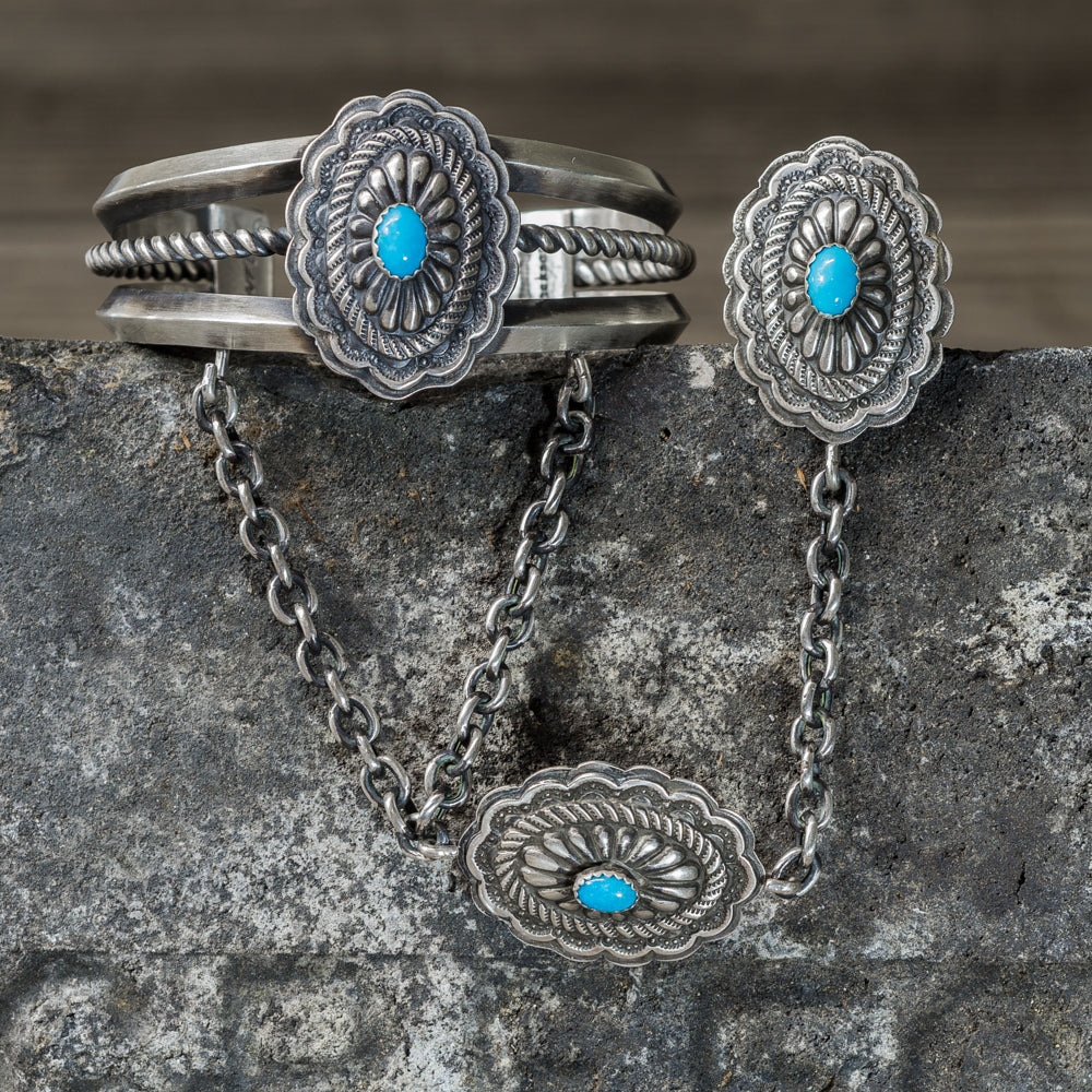 Sleeping Beauty Turquoise & Sterling Silver Chain Bracelet by Marie Jackson