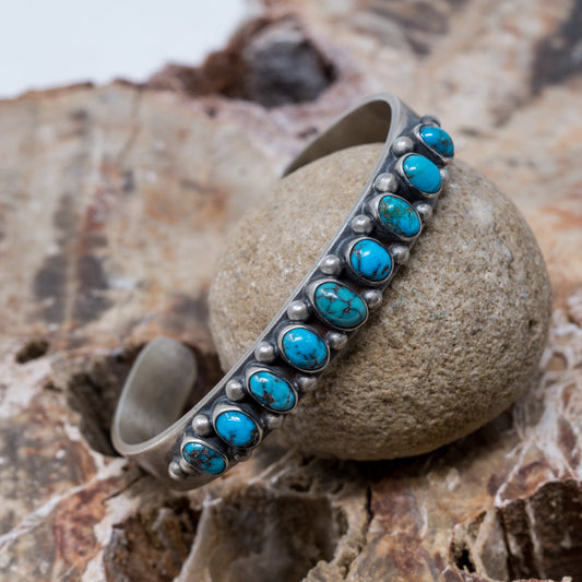 Persian Turquoise & Sterling Silver Cuff Bracelet by Elgin Tom