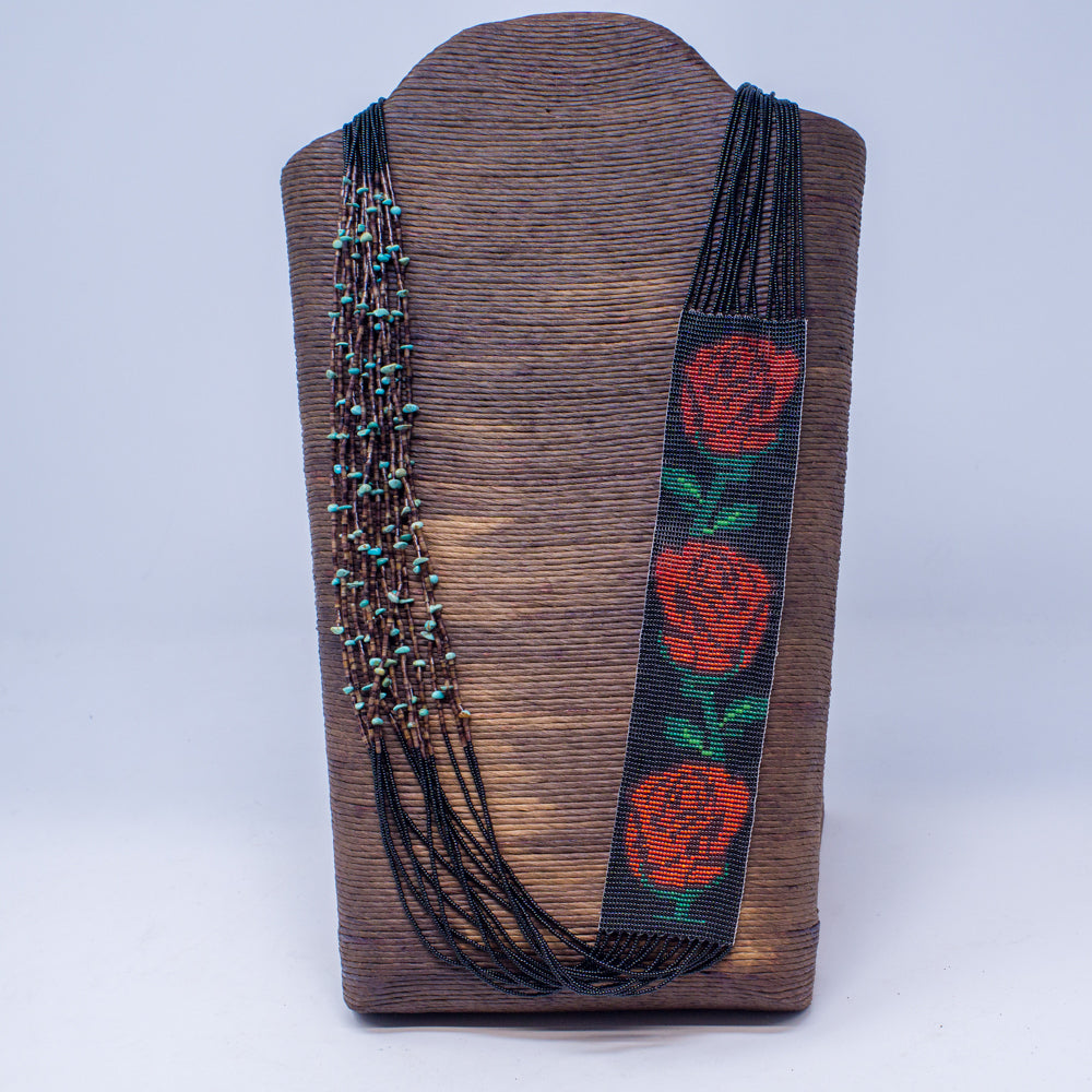 Beaded Rose Multi-Strand Necklace
