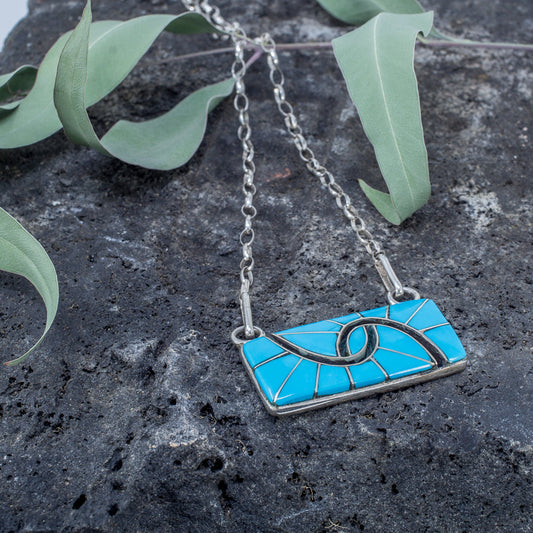 Sleeping Beauty Turquoise & Sterling Silver Pendant Necklace