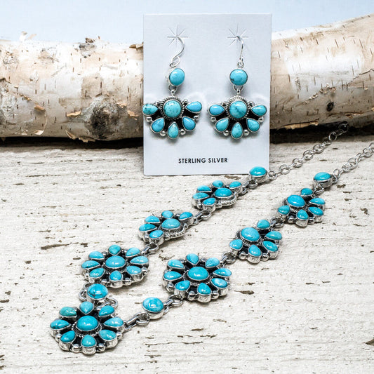 Kingman Turquoise & Sterling Silver Earring & Necklace Set