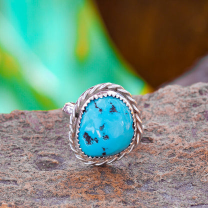 Sleeping Beauty Turquoise & Sterling Silver Ring Size 9.5