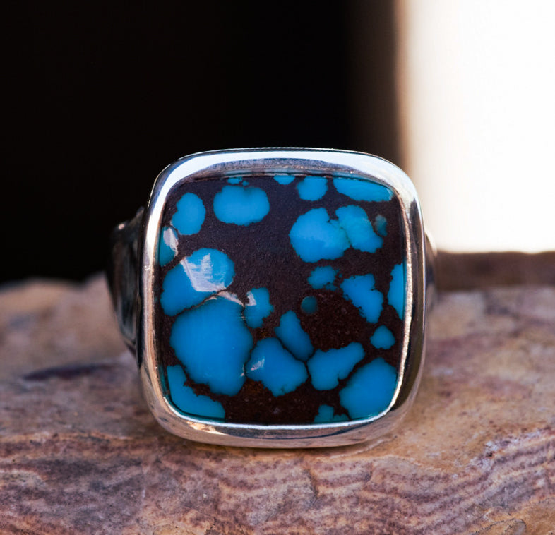 Persian Turquoise & Sterling Silver Ring Size 9
