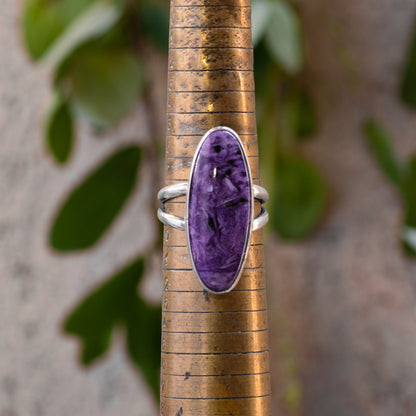 Charoite & Sterling Silver Ring by EM Teller Size 8.25