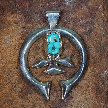 Turquoise & Sterling Silver Naja Pendant