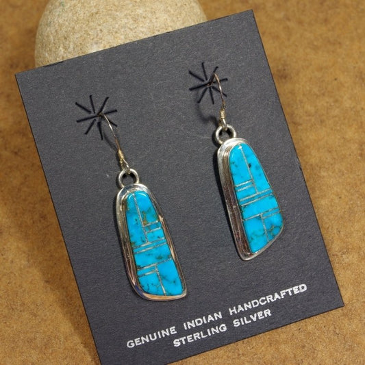 Morenci Turquoise Inlay Earrings - by Tommy Jackson