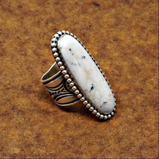 White Buffalo Silver Ring - Size 11