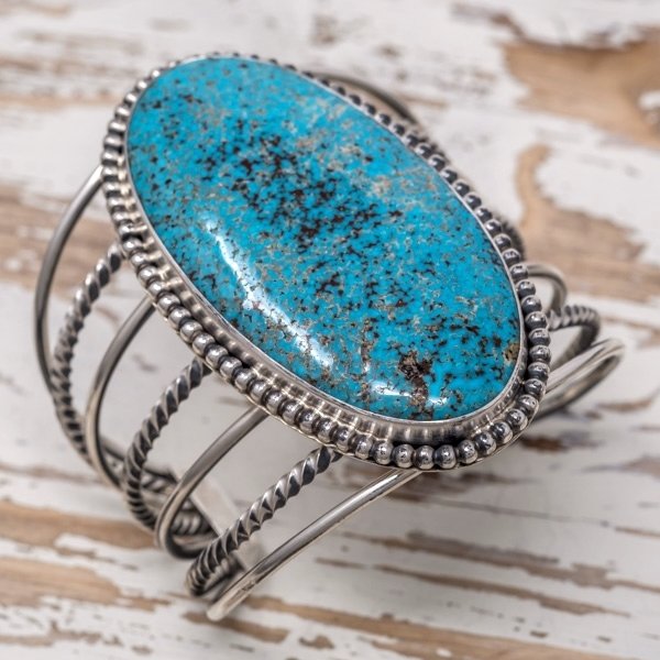 Kingman Turquoise & Sterling Silver Cuff by EM Teller