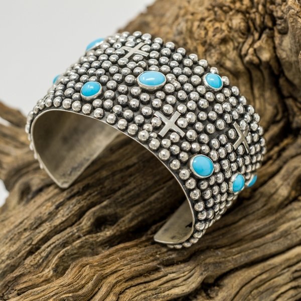 Sleeping Beauty Turquoise & Sterling Silver Cuff by Ronnie Willie